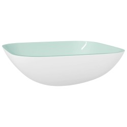 vidaXL Lavabo de vidrio blanco 42x42x14 cm