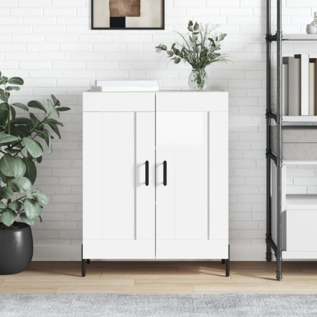vidaXL Aparador de madera contrachapada blanco brillante 69,5x34x90 cm