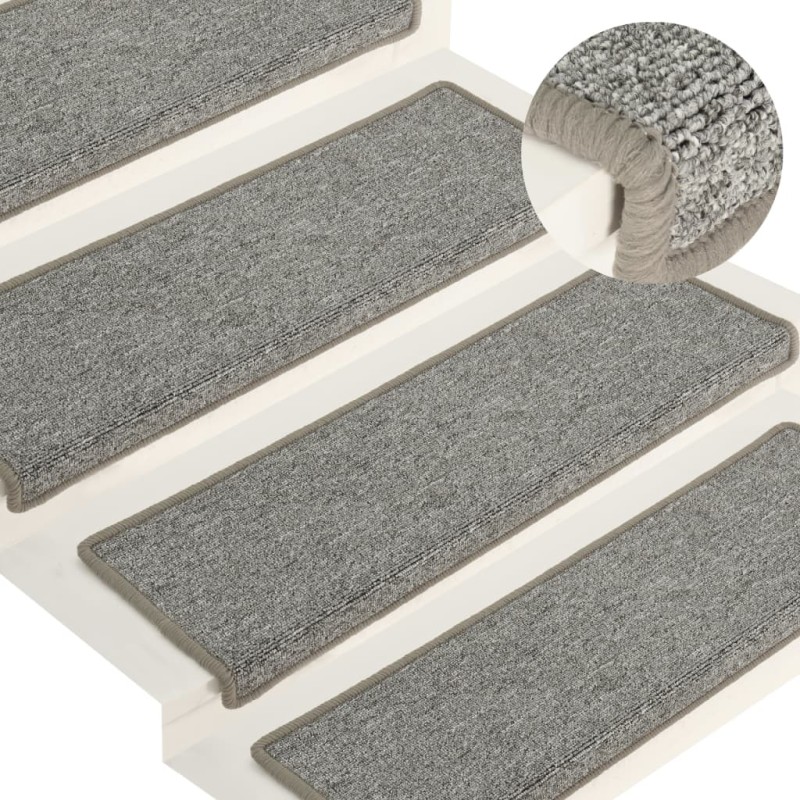 vidaXL Alfombras de peldaños de escalera 15uds blanco y gris 65x21x4cm vidaXL Alfombras de peldaños de escalera 15uds blanco y gris 65x21x4cm