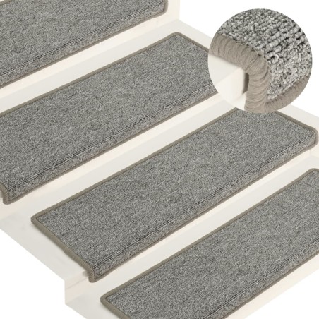 vidaXL Alfombras de peldaños de escalera 15uds blanco y gris 65x21x4cm