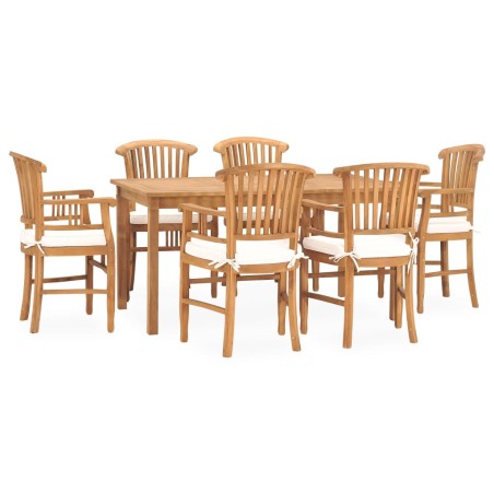 vidaXL Juego de comedor de jardín 7 piezas teca maciza y cojines 