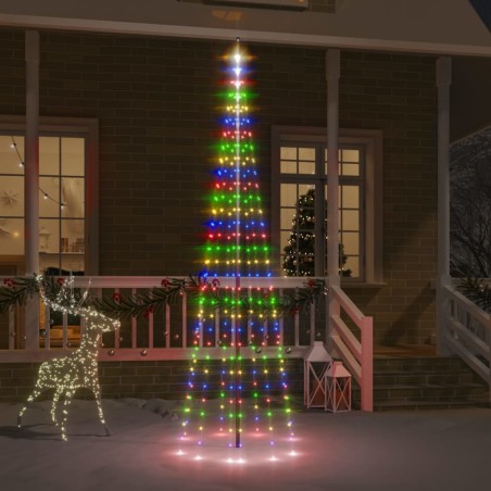 vidaXL Árbol de Navidad en asta de bandera 310 LED de colores 300 cm