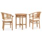 vidaXL Set de comedor de jardín 3 pzas y cojines madera maciza de teca