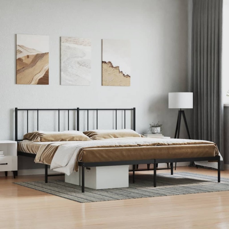 vidaXL Estructura de cama con cabecero metal negro 200x200 cm vidaXL Estructura de cama con cabecero metal negro 200x200 cm