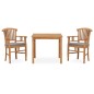 vidaXL Set de comedor de jardín 3 pzas y cojines madera maciza de teca vidaXL Set de comedor de jardín 3 pzas y cojines madera maciza de teca