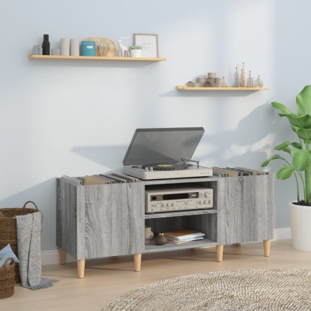 vidaXL Mueble para discos madera contrachapada gris sonoma 121x38x48cm