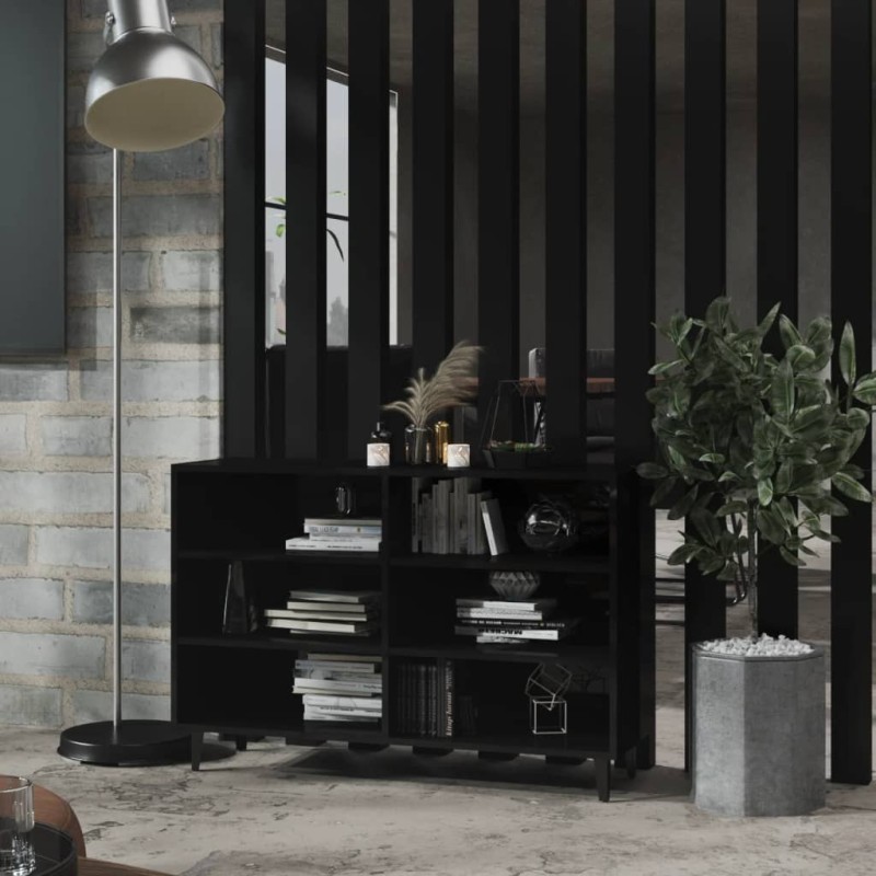 vidaXL Aparador de madera contrachapada negro brillante 103,5x35x70 cm