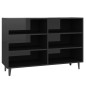 vidaXL Aparador de madera contrachapada negro brillante 103,5x35x70 cm