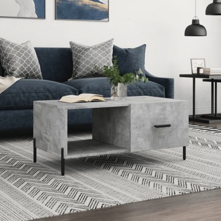 vidaXL Mesa de centro madera contrachapada gris hormigón 90x50x40 cm