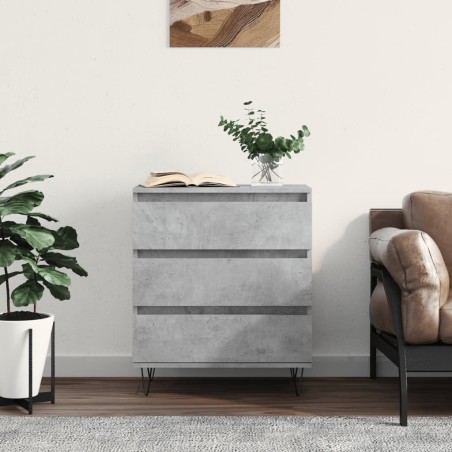 vidaXL Aparador de madera contrachapada gris hormigón 60x35x70 cm