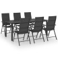 vidaXL Juego de comedor para jardín 7 piezas negro vidaXL Juego de comedor para jardín 7 piezas negro