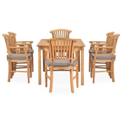 vidaXL Juego de comedor de jardín 7 piezas teca maciza y cojines 