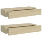 vidaXL Estantes de pared con cajón 2 uds MDF roble 60x23,5x10 cm vidaXL Estantes de pared con cajón 2 uds MDF roble 60x23,5x10 cm