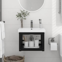 vidaXL Estructura de lavabo suspendido hierro negro 40x38x31 cm