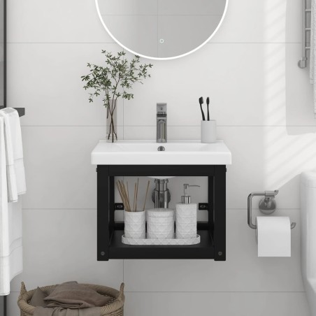 vidaXL Estructura de lavabo suspendido hierro negro 40x38x31 cm