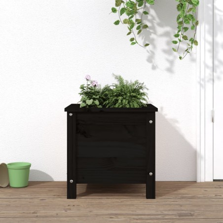 vidaXL Jardinera madera maciza de pino negro 40x40x39 cm