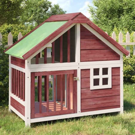 vidaXL Caseta para perros madera maciza pino color moca 96x60,5x87 cm