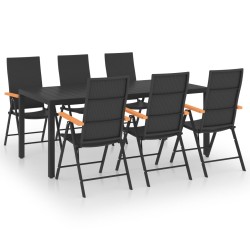 vidaXL Juego de comedor para jardín 7 piezas negro y marrón