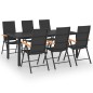 vidaXL Juego de comedor para jardín 7 piezas negro y marrón vidaXL Juego de comedor para jardín 7 piezas negro y marrón