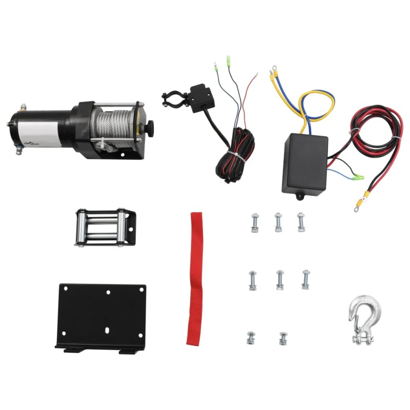 vidaXL Cabrestante eléctrico placa montaje guía de rodillo 12V 1360KG vidaXL Cabrestante eléctrico placa montaje guía de rodillo 12V 1360KG