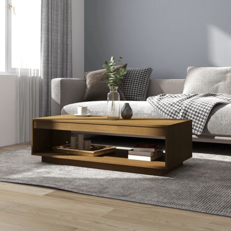 vidaXL Mesa de centro de madera maciza pino marrón miel 110x50x33,5 cm