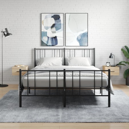 vidaXL Mesitas de noche de pared 2 uds color roble Sonoma 35x35x20 cm