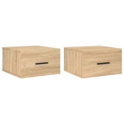 vidaXL Mesitas de noche de pared 2 uds color roble Sonoma 35x35x20 cm
