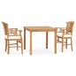 vidaXL Set de comedor de jardín 3 pzas y cojines madera maciza de teca vidaXL Set de comedor de jardín 3 pzas y cojines madera maciza de teca