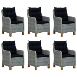 vidaXL Set comedor jardín 7 pzas y cojines ratán sintético gris claro