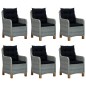vidaXL Set comedor jardín 7 pzas y cojines ratán sintético gris claro