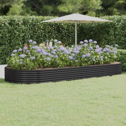 vidaXL Jardinera arriate acero recubierto polvo antracita 373x140x36cm