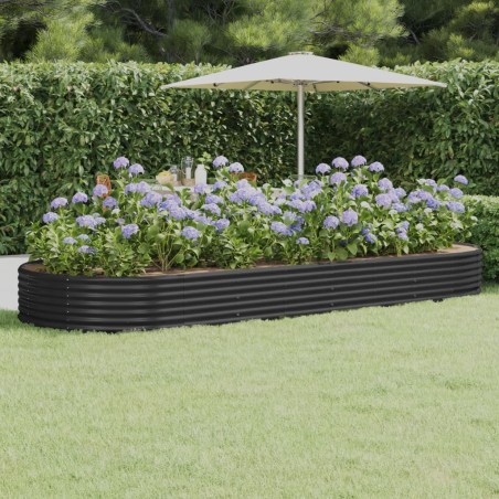 vidaXL Jardinera arriate acero recubierto polvo antracita 373x140x36cm