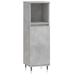 vidaXL Armario de baño madera contrachapada gris hormigón 30x30x100 cm