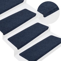vidaXL Alfombrilla autoadhesiva de escalera 15 uds azul 65x24,5x3,5 cm