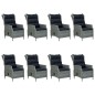 vidaXL Set comedor jardín 9 pzas y cojines ratán sintético gris claro vidaXL Set comedor jardín 9 pzas y cojines ratán sintético gris claro