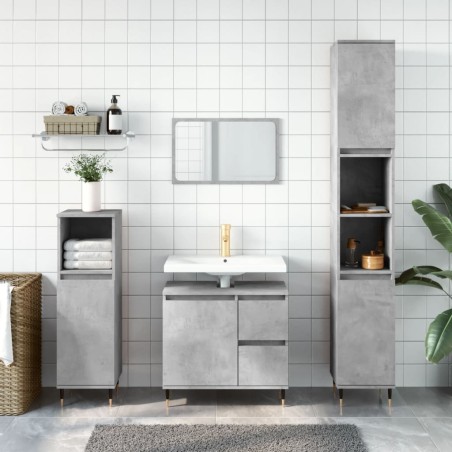 vidaXL Armario de baño madera contrachapada gris hormigón 65x33x60 cm
