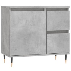vidaXL Armario de baño madera contrachapada gris hormigón 65x33x60 cm