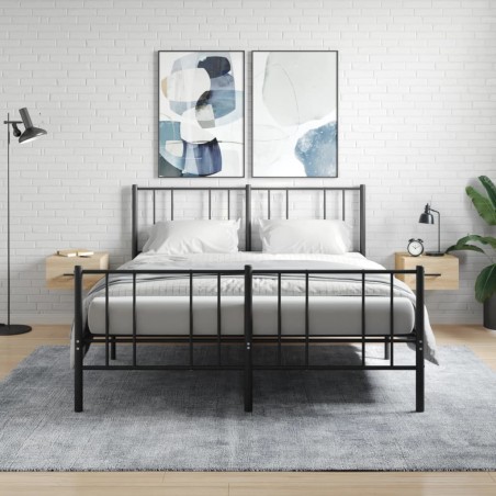 vidaXL Mesitas de noche de pared 2 uds color roble Sonoma 35x35x20 cm