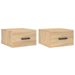 vidaXL Mesitas de noche de pared 2 uds color roble Sonoma 35x35x20 cm