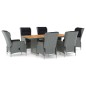 vidaXL Set comedor jardín 7 pzas y cojines ratán sintético gris claro vidaXL Set comedor jardín 7 pzas y cojines ratán sintético gris claro