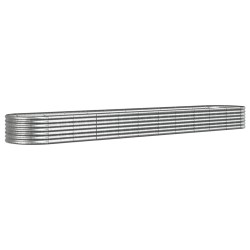 vidaXL Jardinera arriate acero recubrimiento polvo plata 440x80x36 cm