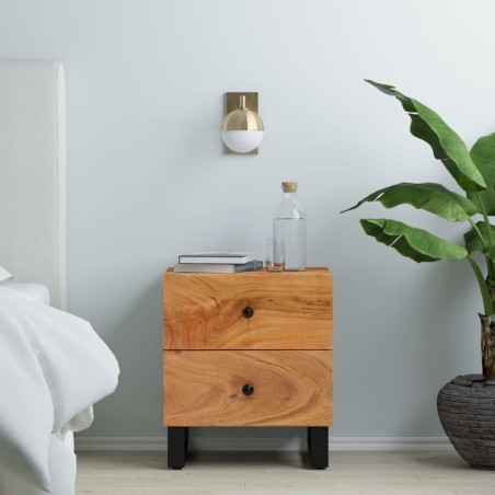vidaXL Mesita de noche de madera maciza de acacia 40x33x46 cm