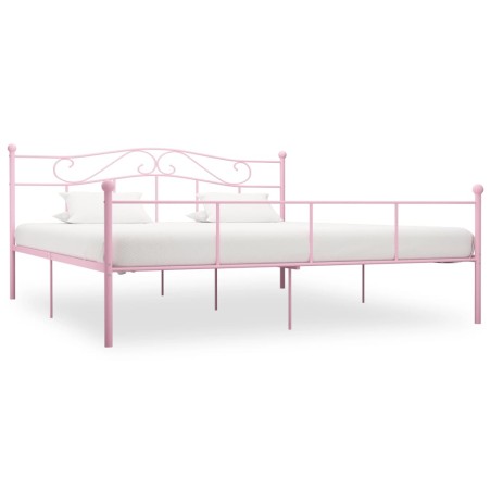 vidaXL Estructura de cama de metal rosa 180x200 cm