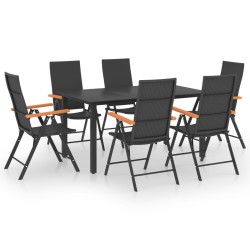 vidaXL Juego de comedor para jardín 7 piezas negro y marrón