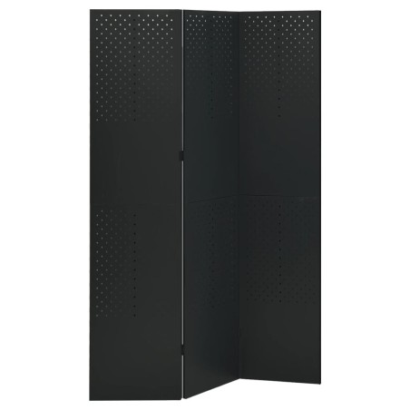 vidaXL Biombo divisor de 3 paneles acero negro 120x180 cm