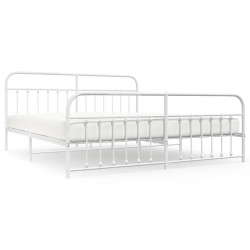 vidaXL Estructura cama metal con cabecero y estribo blanco 200x200 cm