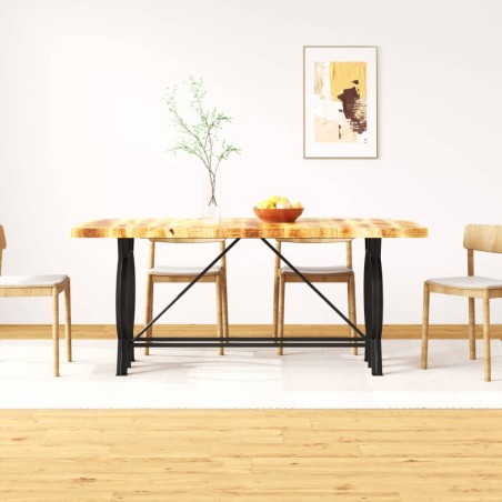 vidaXL Mesa de salón comedor de madera maciza de mango rugosa 180 cm