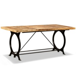vidaXL Mesa de salón comedor de madera maciza de mango rugosa 180 cm