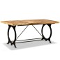 vidaXL Mesa de salón comedor de madera maciza de mango rugosa 180 cm