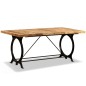 vidaXL Mesa de salón comedor de madera maciza de mango rugosa 180 cm
